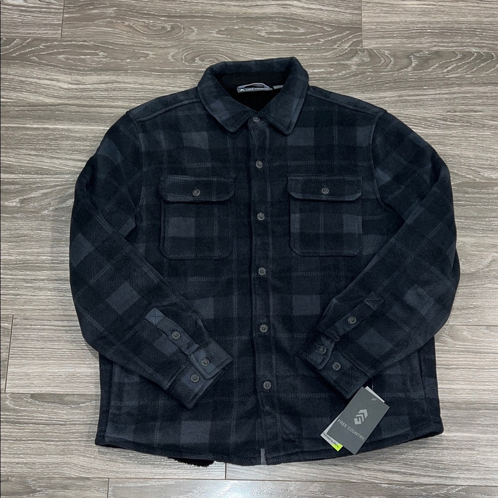 Free Country Men's Dark Plaid Shirt Jacket
